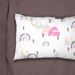 Μαξιλαροθήκη Παιδική Kids Rainbow 575 White-Pink Cotton Dimcol (50x70) 1Τεμ