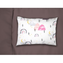 Μαξιλαροθήκη Παιδική Kids Rainbow 575 White-Pink Cotton Dimcol (50x70) 1Τεμ