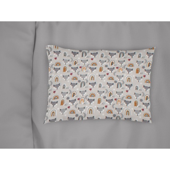 Μαξιλαροθήκη Παιδική Kids Forest Fox 527 Grey Cotton Dimcol (50x70) 1Τεμ