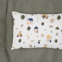 Μαξιλαροθήκη Παιδική Kids Village 579 White-Green Cotton Dimcol (50x70) 1Τεμ