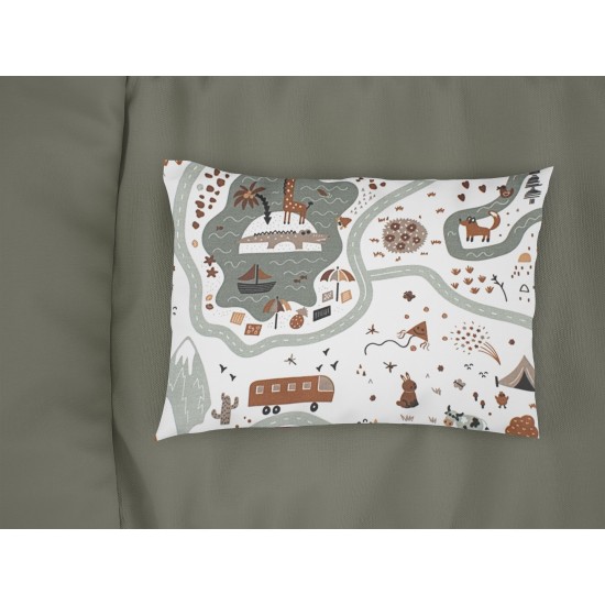 Μαξιλαροθήκη Παιδική Kids Countryside 580 White-Mint Cotton Dimcol (50x70) 1Τεμ