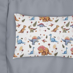 Μαξιλαροθήκη Παιδική Kids Dinosaur 519 White-Blue Cotton Dimcol (50x70) 1Τεμ