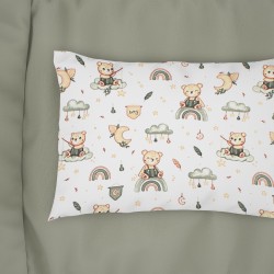 Μαξιλαροθήκη Παιδική Kids Cloudy Bear 581 White-Olive Cotton Dimcol (50x70) 1Τεμ