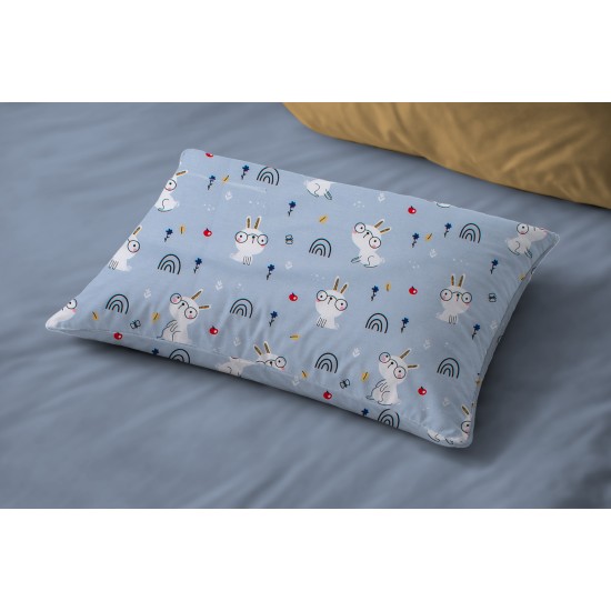 Μαξιλαροθήκη Παιδική Kids Rabbit Garden 584 Sky Blue Cotton Dimcol (50x70) 1Τεμ