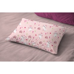Μαξιλαροθήκη Παιδική Kids Rabbit Garden 585 Pink Cotton Dimcol (50x70) 1Τεμ