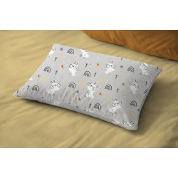 Μαξιλαροθήκη Παιδική Kids Rabbit Garden 586 Grey Cotton Dimcol (50x70) 1Τεμ