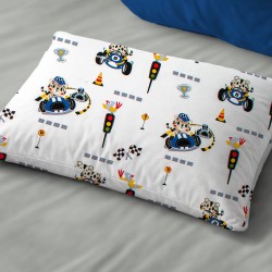 Μαξιλαροθήκη Παιδική Kids Animal Grand Prix 589 White-Blue Cotton Dimcol (50x70) 1Τεμ Μαξιλαροθήκη Παιδική Kids Animal Grand Prix 589 White-Blue Cotton Dimcol (50x70) 1Τεμ