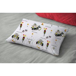 Μαξιλαροθήκη Παιδική Kids Animal Grand Prix 590 White-Olive Cotton Dimcol (50x70) 1Τεμ