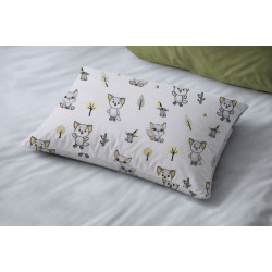 Μαξιλαροθήκη Παιδική Kids Foxes 595 White-Grey Cotton Dimcol (50x70) 1Τεμ