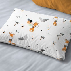 Μαξιλαροθήκη Παιδική Kids Giraffe 599 White-Orange Cotton Dimcol (50x70) 1Τεμ