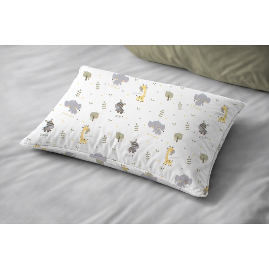 Μαξιλαροθήκη Παιδική Kids Happy Safari 713 White-Grey Cotton Dimcol (50x70) 1Τεμ