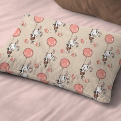 Μαξιλαροθήκη Παιδική Kids Floating Bunny 714 Beige-Salmon Cotton Dimcol (50x70) 1Τεμ