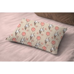 Μαξιλαροθήκη Παιδική Kids Floating Bunny 714 Beige-Salmon Cotton Dimcol (50x70) 1Τεμ