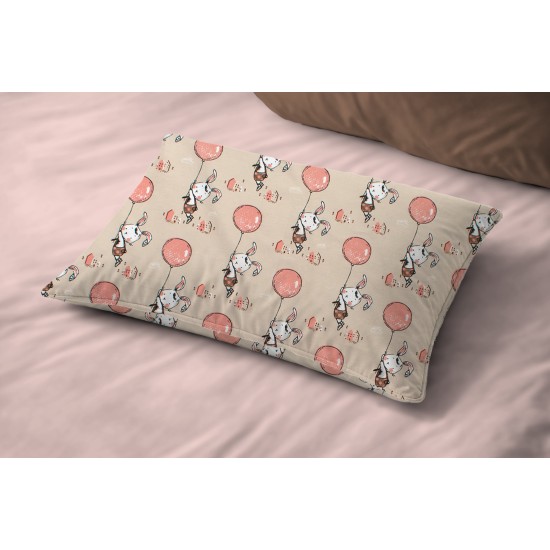 Μαξιλαροθήκη Παιδική Kids Floating Bunny 714 Beige-Salmon Cotton Dimcol (50x70) 1Τεμ
