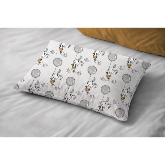 Μαξιλαροθήκη Παιδική Kids Floating Bunny 715 Grey Cotton Dimcol (50x70) 1Τεμ