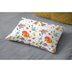 Μαξιλαροθήκη Παιδική Kids Dinosaur 520 White-Orange Cotton Dimcol (50x70) 1Τεμ