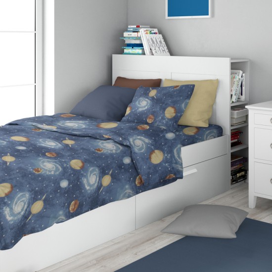 Σεντόνια Παιδικά Μονά Σετ Κids Milky Way 185 Blue Cotton Dimcol (160x240) 3Τεμ