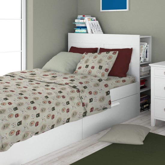 Σεντόνια Μονά Σετ Kids Big Cats 27 Light Olive Cotton Dimcol (160x240) 2Τεμ