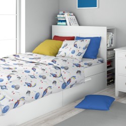 Σεντόνια Παιδικά Μονά Σετ Kids Space Mission 184 White-Blue Cotton Dimcol (160x240) 2Τεμ Σεντόνια Παιδικά Μονά Σετ Kids Space Mission 184 White-Blue Cotton Dimcol (160x240) 2Τεμ