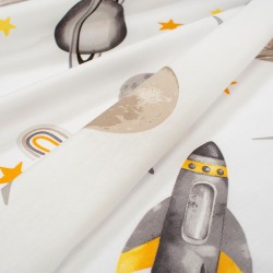 Σεντόνια Παιδικά Μονά Σετ Kids Space Mission 183 White-Grey Cotton Dimcol (160x240) 3Τεμ