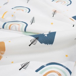 Σεντόνια Παιδικά Μονά Σετ Kids Rainbow 574 White-Blue Cotton Dimcol (160x240) 2Τεμ
