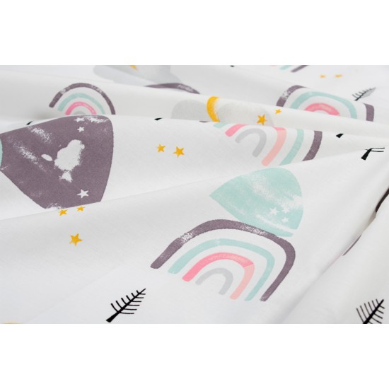 Σεντόνια Παιδικά Μονά Σετ Kids Rainbow 575 White-Pink Cotton Dimcol (160x240) 2Τεμ