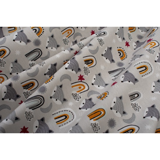 Σεντόνια Παιδικά Μονά Σετ Kids Forest Fox 527 Grey Cotton Dimcol (160x240) 2Τεμ