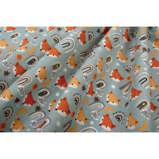 Σεντόνια Παιδικά Μονά Σετ Kids Forest Fox 528 Pale Cyan Cotton Dimcol (160x240) 2Τεμ