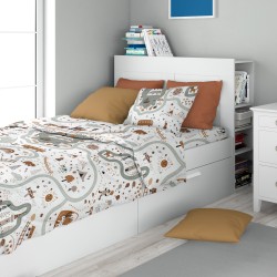 Σεντόνια Παιδικά Μονά Σετ Kids Countryside 580 White-Mint Cotton Dimcol (160x240) 2Τεμ