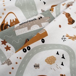 Σεντόνια Παιδικά Μονά Σετ Kids Countryside 580 White-Mint Cotton Dimcol (160x240) 3Τεμ