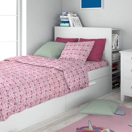 Σεντόνια Παιδικά Μονά Σετ Kids Fox 525 Pink Cotton Dimcol (160x240) 2Τεμ