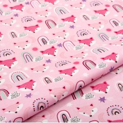 Σεντόνια Παιδικά Μονά Σετ Kids Fox 525 Pink Cotton Dimcol (160x240) 3Τεμ