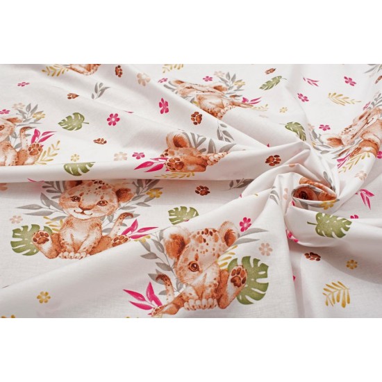 Σεντόνια Παιδικά Μονά Σετ Kids Lion Cub 530 Beige Cotton Dimcol (160x240) 3Τεμ