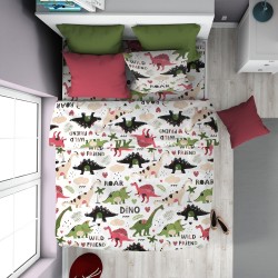 Σεντόνια Παιδικά Μονά Σετ Kids Dinosaur 518 Multi Colour Cotton Dimcol (160x240) 3Τεμ