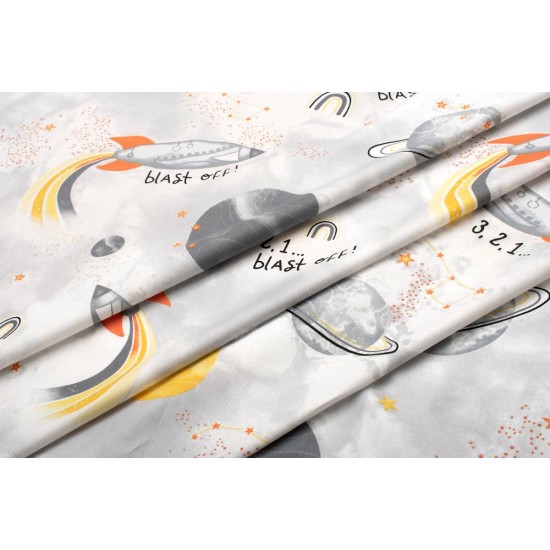 Σεντόνια Παιδικά Μονά Σετ Kids Spaceship 187 Grey Cotton Dimcol (160x240) 3Τεμ