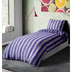 Σεντόνια Μονά Σετ Stripes 157 Purple-Grey Satin Cotton Dimcol (160x240) 2Τεμ