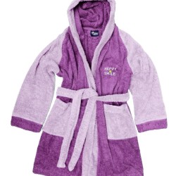 Μπουρνούζι Παιδικό Με Κουκούλα Kids Happy Smile Dark Mauve Cotton Dimcol 1Τεμ