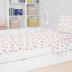 Παπλωματοθήκη Παιδική Μονή Kids Elephant 072 White-Pink Flannel Cotton Dimcol (160x240) 1Τεμ