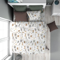 Παπλωματοθήκη Παιδική Μονή Kids Forest Savanna 36 White-Grey Flannel Cotton Dimcol (160x240) 1Τεμ