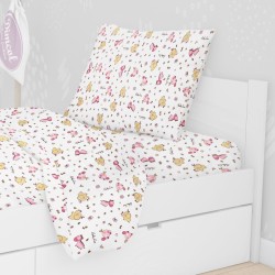 Μαξιλαροθήκη Παιδική Φανελένια Kids Elephant 072 White-Pink Flannel Cotton Dimcol (50x70) 1Τεμ