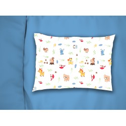 Μαξιλαροθήκη Παιδική Φανελένια Kids Forest Animals 070 White-Sky Blue Flannel Cotton Dimcol (50x70) 1Τεμ