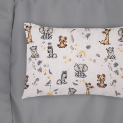 Μαξιλαροθήκη Παιδική Φανελένια Kids Forest Savanna 36 White-Grey Flannel Cotton Dimcol (50x70) 1Τεμ