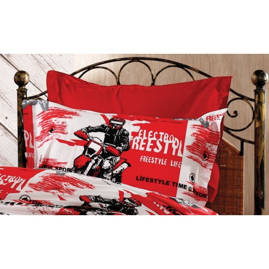 Μαξιλαροθήκη Παιδική Kids Motocross 288 Red Dimcol (50x70) 1Τεμ
