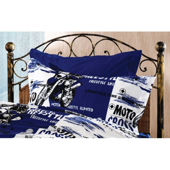 Μαξιλαροθήκη Παιδική Kids Motocross 289 Blue Dimcol (50x70) 1Τεμ
