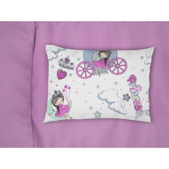 Μαξιλαροθήκη Παιδική Κids Princess 389 White-Lilac Dimcol (50x70) 1Τεμ