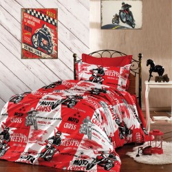 Παπλωματοθήκη Παιδική Μονή Kids Motocross 288 Red Dimcol (160x240) 1Τεμ