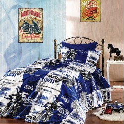 Παπλωματοθήκη Παιδική Μονή Kids Motocross 289 Blue Dimcol (160x240) 1Τεμ
