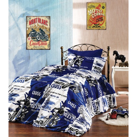 Σεντόνια Παιδικά Μονά Σετ Kids Motocross 289 Blue Dimcol (160x240) 3Τεμ