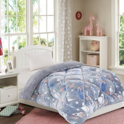 Κουβερτοπάπλωμα Παιδικό Φωσφοριζέ Μονό Galaxy Grey Flannel Fleece Dimcol (160x220) 1Τεμ