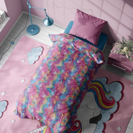 Κουβέρτα Fleece Παιδική Μονή Unicorn Φωσφοριζέ Dimcol (160x220) 1Τεμ